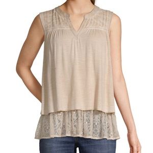 Artesia Split V Neck Sleeveless Knit Blouse